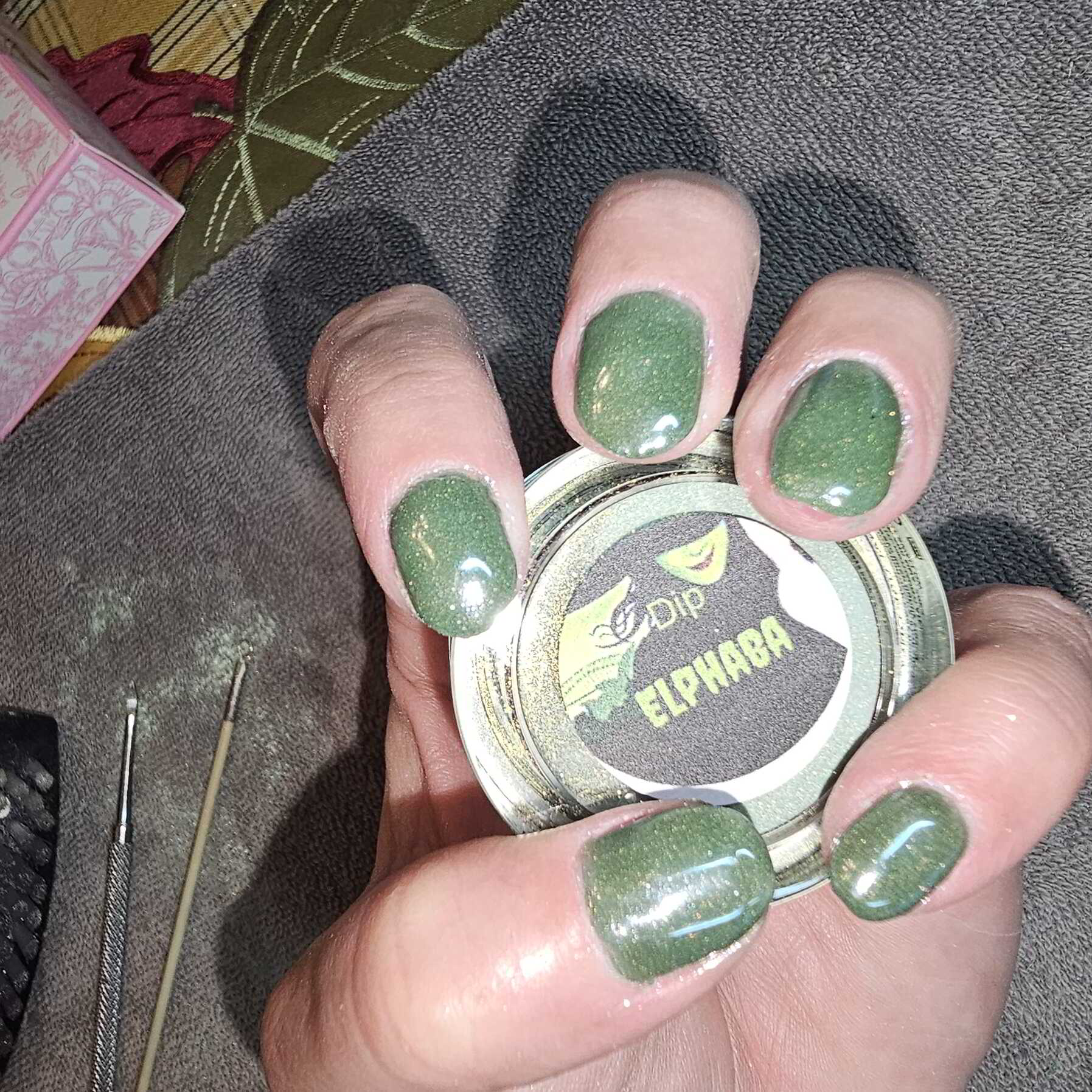 Nail polish manicure of shade Sundara Elphaba