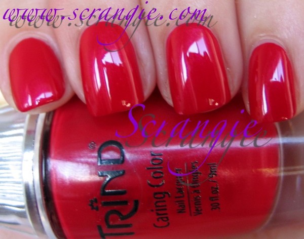 Nail polish swatch / manicure of shade Trind Caring Color Classic Red CC116