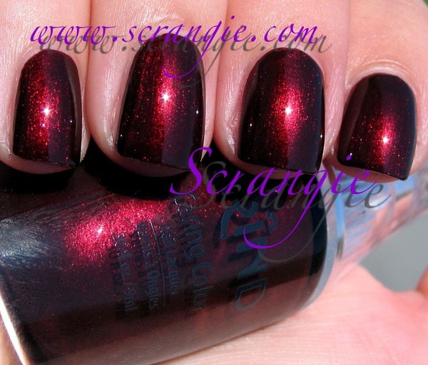 Nail polish swatch / manicure of shade Trind Caring Color Dark Burgundy CC120