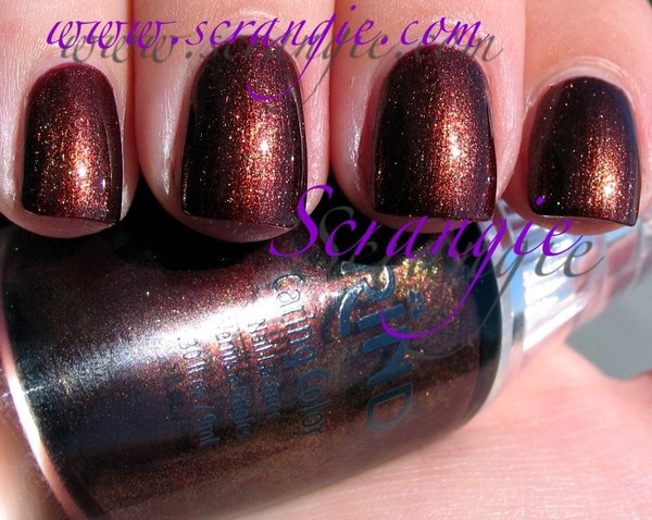 Nail polish swatch / manicure of shade Trind Caring Color Brown Shimmer CC121