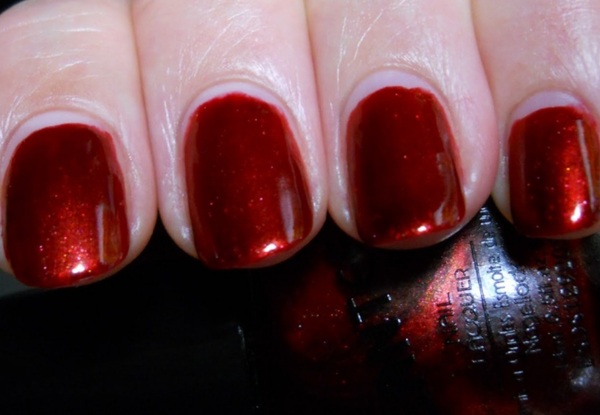 Nail polish swatch / manicure of shade Santee Jewelry Red