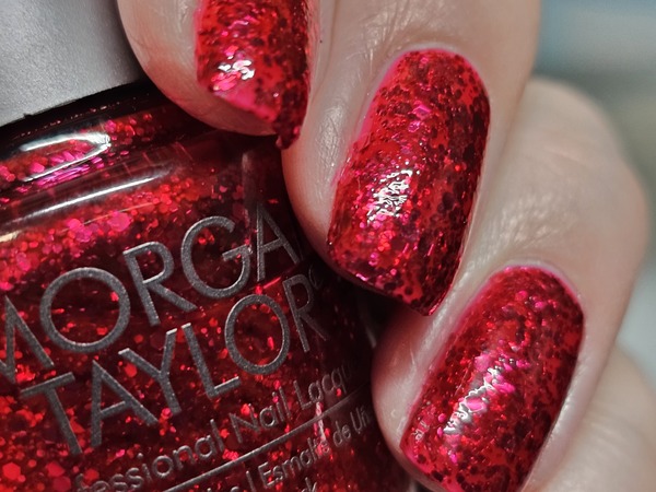 Nail polish swatch / manicure of shade Morgan Taylor Rare as Rubies