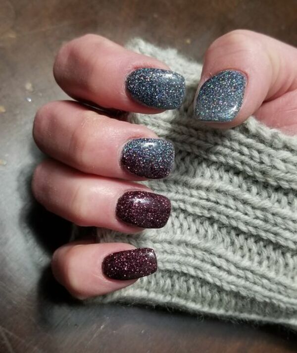 Nail polish swatch / manicure of shade Diamond Dips Blackberry Merlot