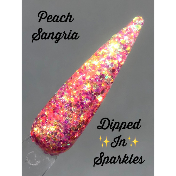 Nail polish swatch / manicure of shade Dipped in Sparkles Peach Sangria