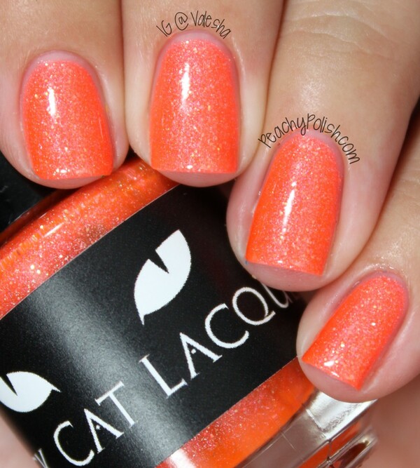 Nail polish swatch / manicure of shade Black Cat Lacquer This Bright Flash