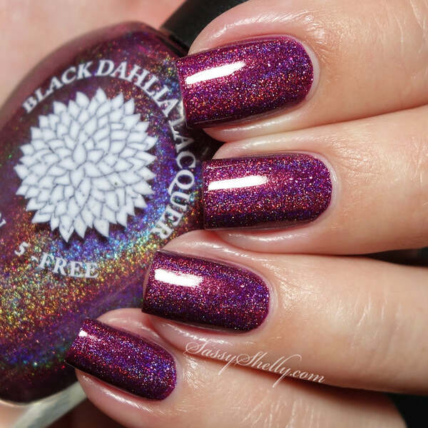 Nail polish swatch / manicure of shade Black Dahlia Lacquer Berry Birthday