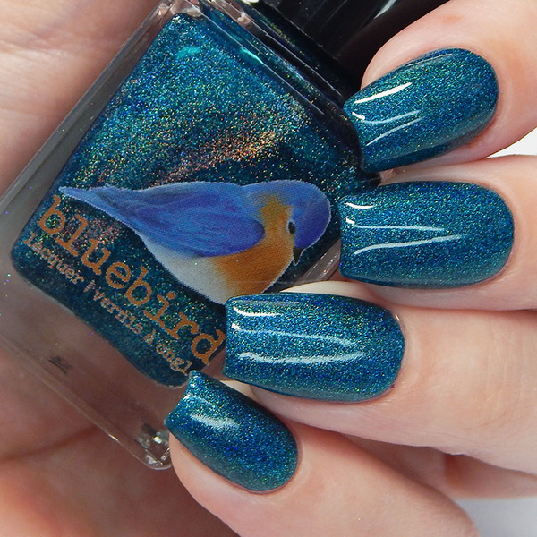 Nail polish swatch / manicure of shade Bluebird Lacquer No Egrets