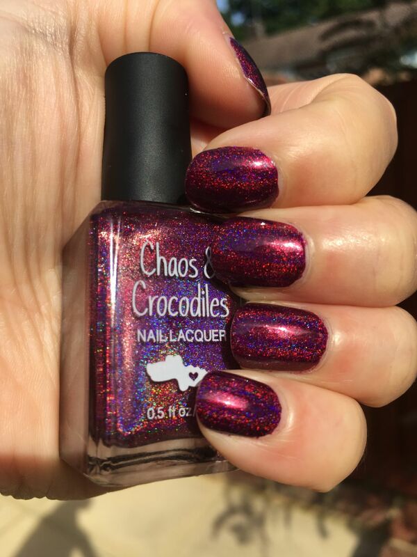 Nail polish swatch / manicure of shade Chaos and Crocodiles Red Velvet Cake At Midnight