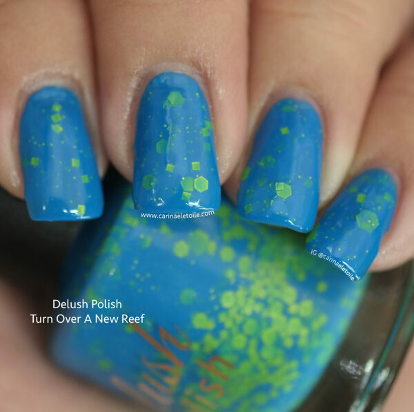 Nail polish swatch / manicure of shade Delush Polish Turn Over A New Reef