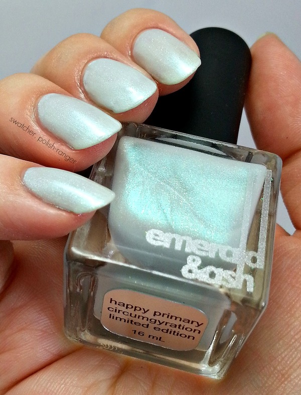 Nail polish swatch / manicure of shade Emerald and Ash Happy Primary Circumgyration