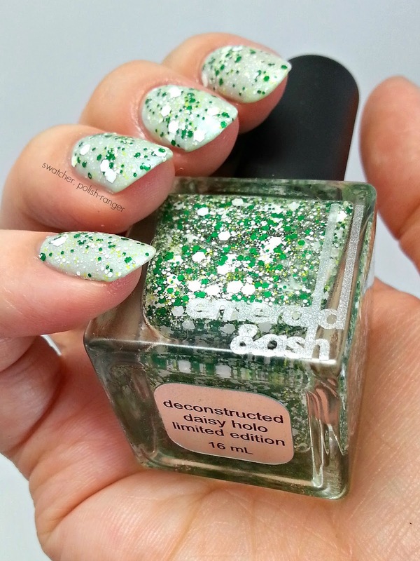 Nail polish swatch / manicure of shade Emerald and Ash Deconstructed Daisy Holo