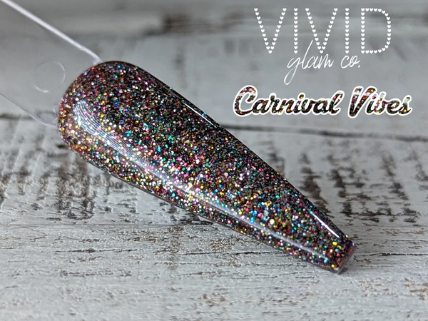 Nail polish swatch / manicure of shade ViviDips Carnival Vibes