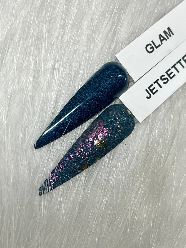 Nail polish swatch / manicure of shade One Sparkly Mermaid Glam Jet Setter Solid