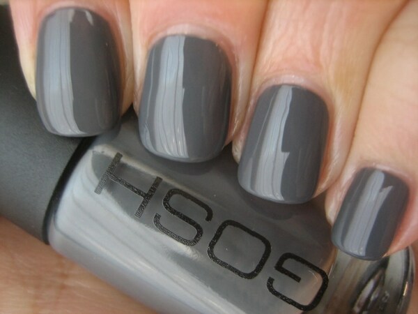 Nail polish swatch / manicure of shade Gosh Miss Grey