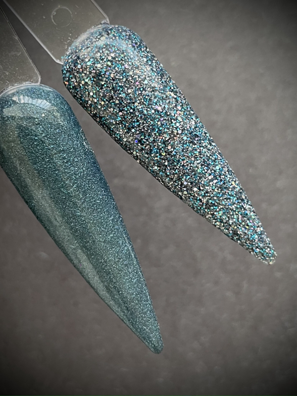 Nail polish swatch / manicure of shade All Things Glitter Midnight Blue Margarita