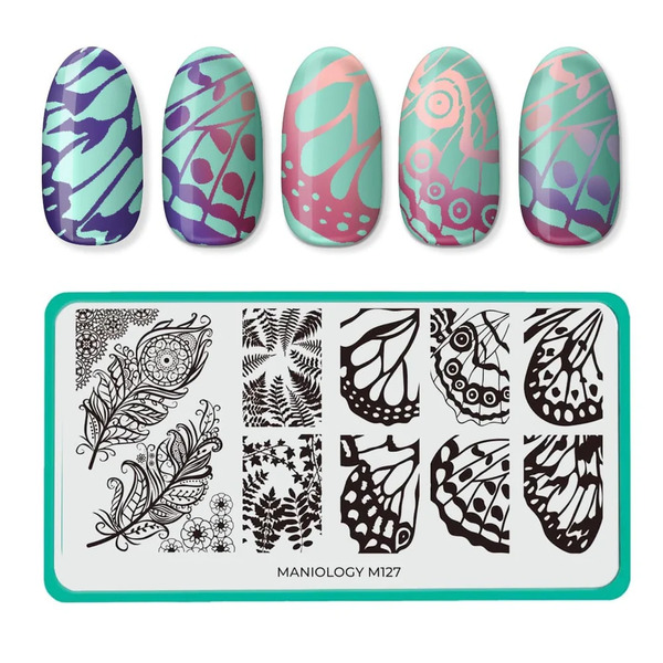 Nail polish swatch / manicure of shade Maniology Leafy Feathers- Butterfly Wings