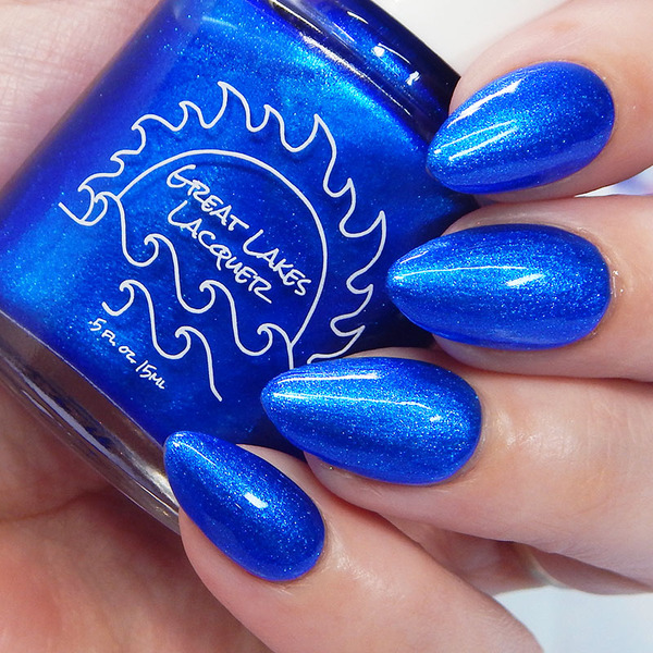 Nail polish swatch / manicure of shade Great Lakes Lacquer Deep Blue