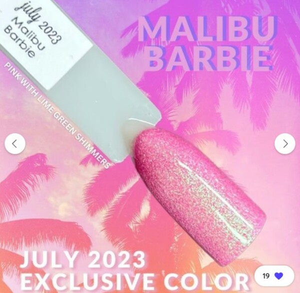 Nail polish swatch / manicure of shade Sparkle and Co. Malibu Barbie