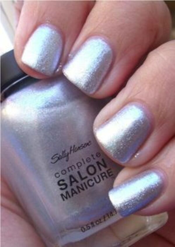 Nail polish swatch / manicure of shade Sally Hansen complete salon manicure Silver Lining