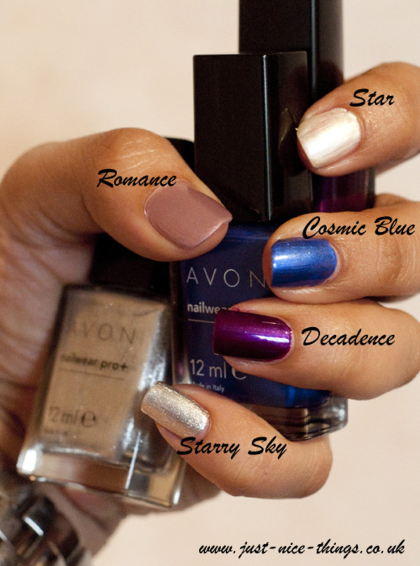 Nail polish swatch / manicure of shade Avon Starry Sky