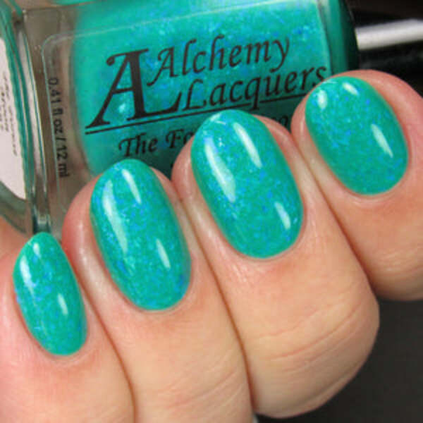 Nail polish swatch / manicure of shade Alchemy Lacquers Forest Moon