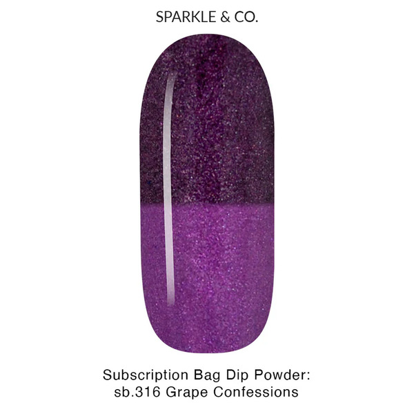 Nail polish swatch / manicure of shade Sparkle and Co. Grape Confessions