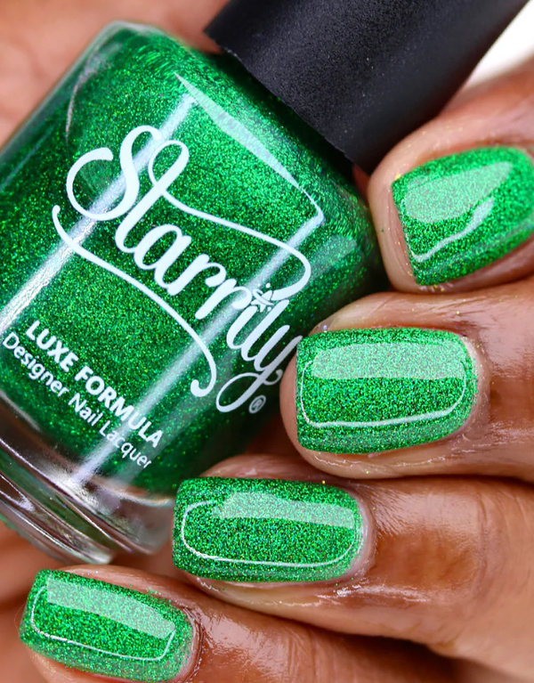 Nail polish swatch / manicure of shade Starrily Emerald Gala