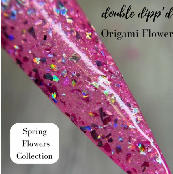 Nail polish swatch / manicure of shade Double Dipp'd Origami Flower