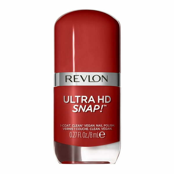 Nail polish swatch / manicure of shade Revlon Red and real