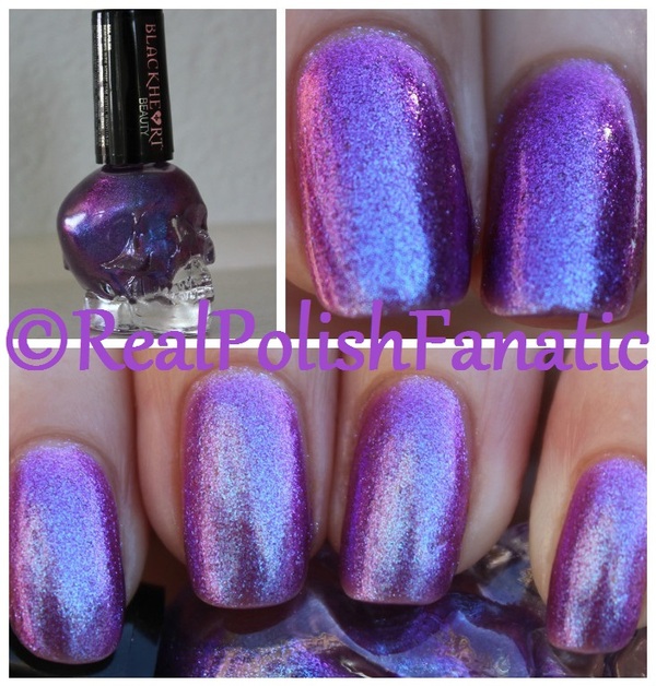 Nail polish swatch / manicure of shade Blackheart Moonbeam Shimmer