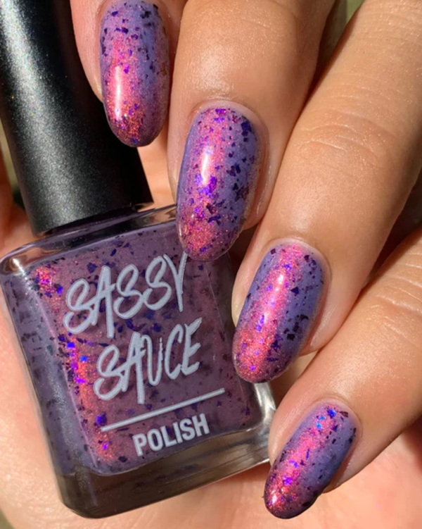 Nail polish swatch / manicure of shade Sassy Sauce Polish Hexcellent