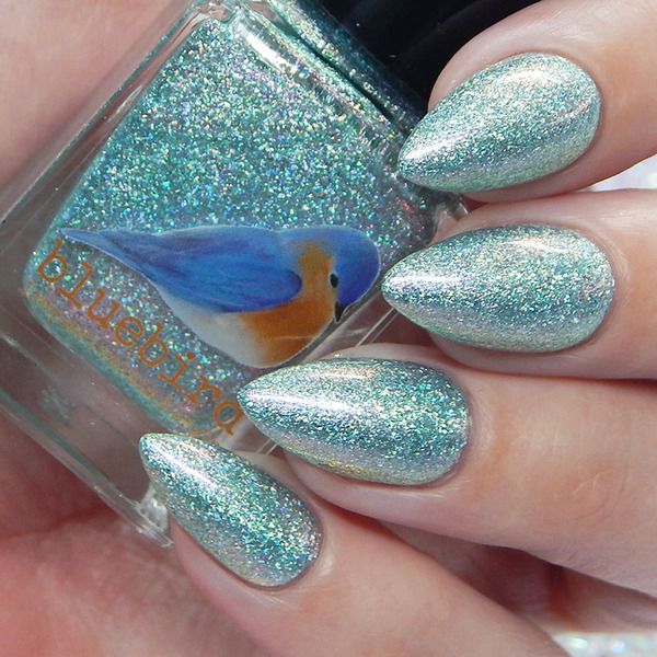 Nail polish swatch / manicure of shade Bluebird Lacquer BLAST OFF!