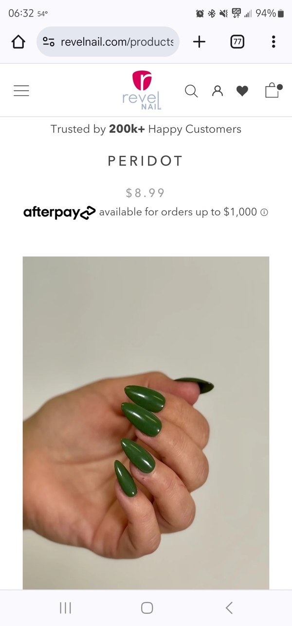 Nail polish swatch / manicure of shade Revel Peridot