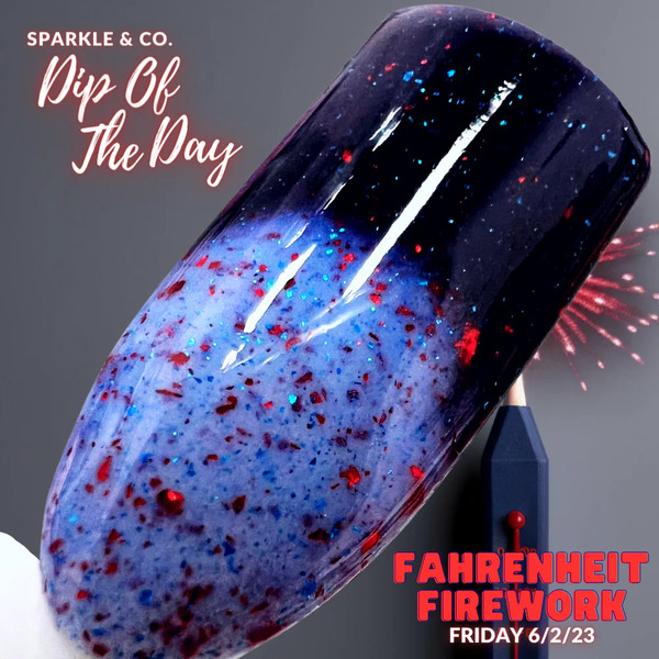 Nail polish swatch / manicure of shade Sparkle and Co. FAHRENHEIT FIREWORK