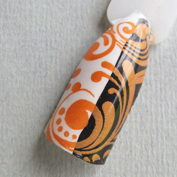 Nail polish swatch / manicure of shade Hit the Bottle Midnight Pumpkin