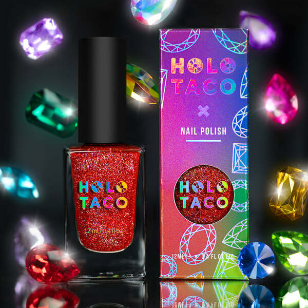 Nail polish swatch / manicure of shade Holo Taco Ruby, Madly, Deeply