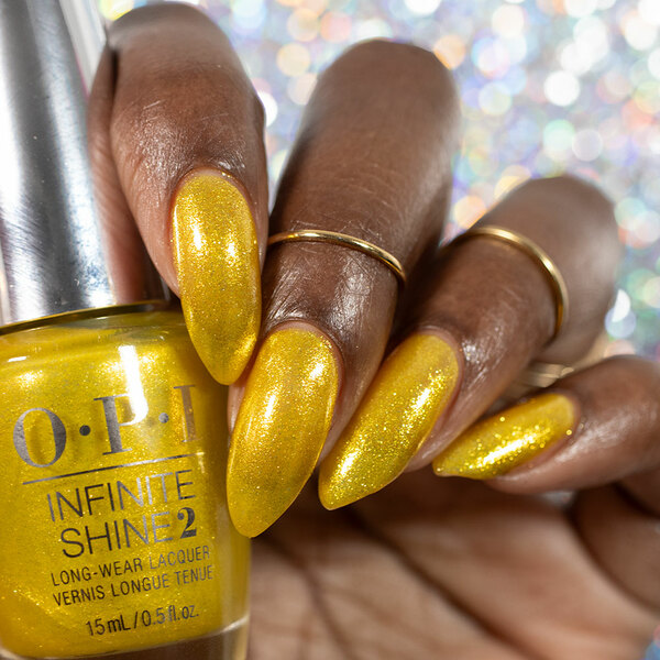 Nail polish swatch / manicure of shade OPI Infinite Shine Funshine