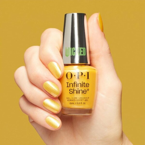 Nail polish swatch / manicure of shade OPI Infinite Shine Yellow Brick Road