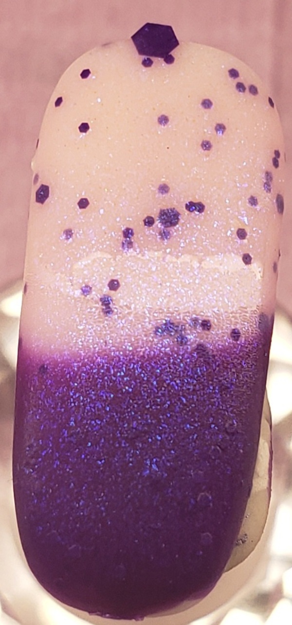 Nail polish swatch / manicure of shade Fancy Gloss Purple Lava Lamp