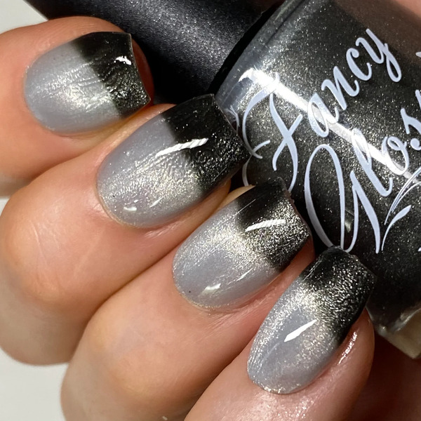 Nail polish swatch / manicure of shade Fancy Gloss Midnight Thunder