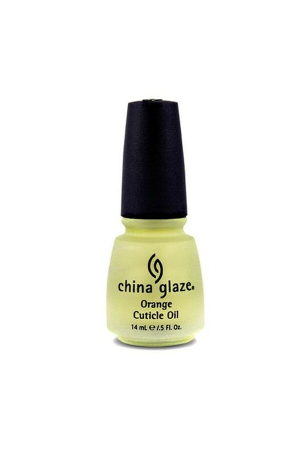 Nail polish swatch / manicure of shade China Glaze Orange cuticle oil