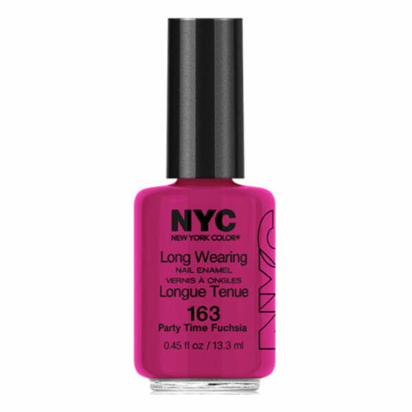 Nail polish swatch / manicure of shade NYC Party time fuchsia