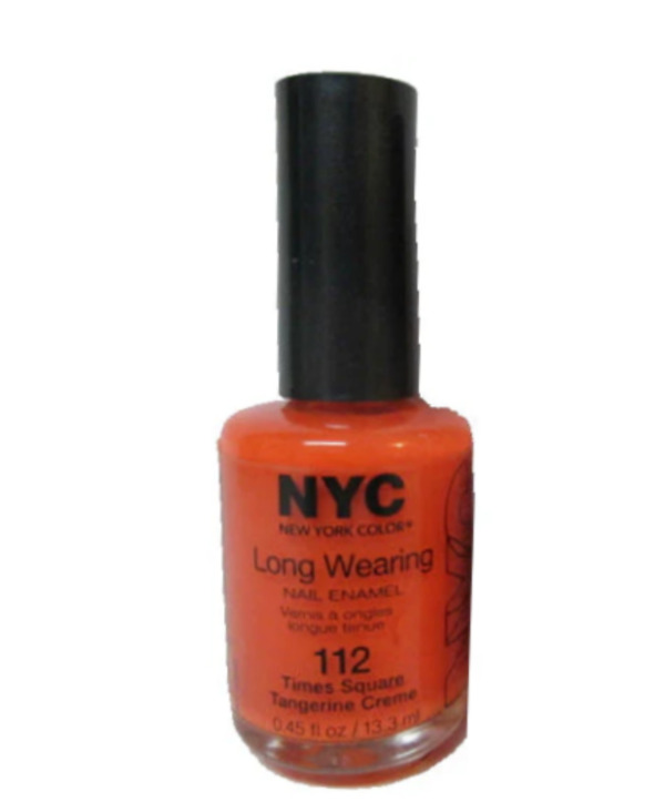 Nail polish swatch / manicure of shade NYC Times square tangerine