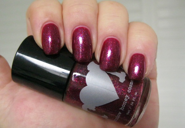 Nail polish swatch / manicure of shade Rainbow Honey Cranberry Sangria