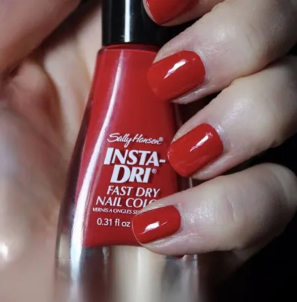 Nail polish swatch / manicure of shade Sally Hansen Insta-Dri Rapid Red