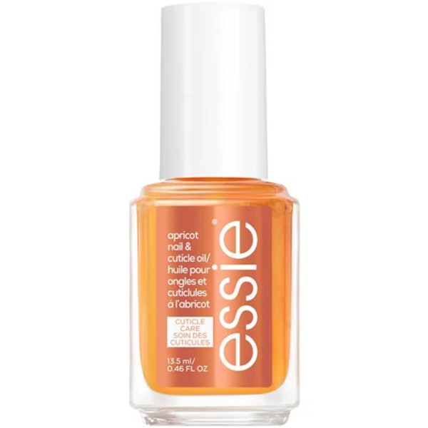 Nail polish swatch / manicure of shade essie Apricot cuticle oil