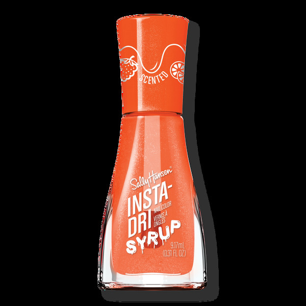 Nail polish swatch / manicure of shade Sallly Hansen Insta-Dri Oozing orange