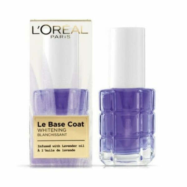 Nail polish swatch / manicure of shade L'Oréal Whitening Base Coat Lavender