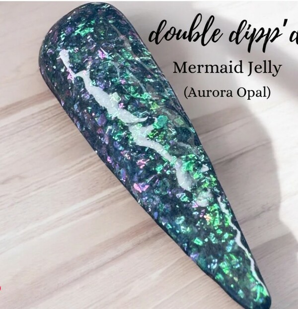 Nail polish swatch / manicure of shade Double Dipp'd Mermaid Jelly